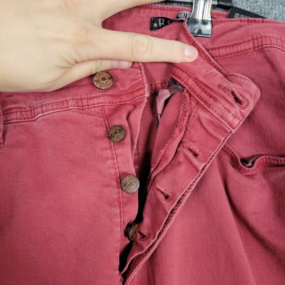 ROCKSTAR RSM201PFD Red Button Fly Straight Leg Mid Rise Denim Jeans SIZE 36 - Picture 4 of 14
